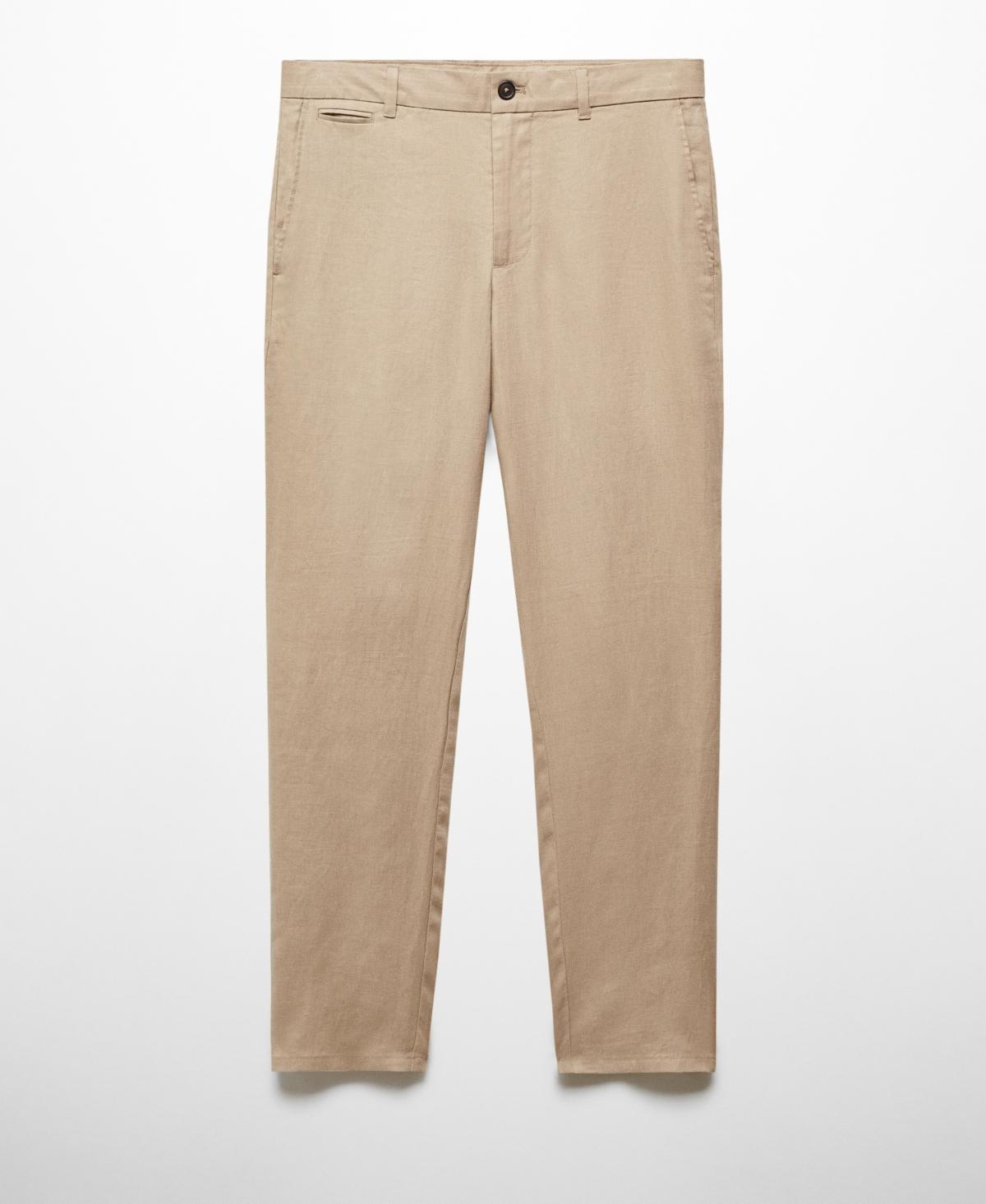 MANGO MAN - Slim-fit 100% linen pants ecruMen Product Image