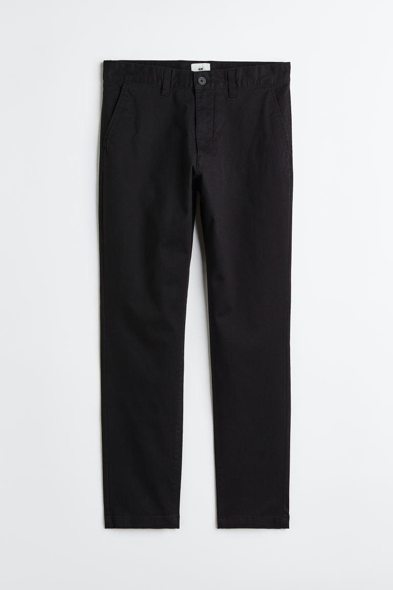 H & M - Skinny Fit Cotton Chinos - Black Product Image