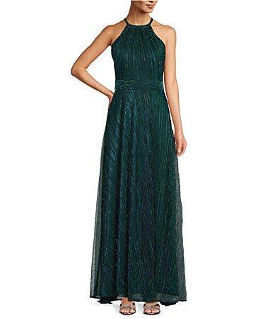 Betsy & Adam Metallic Crinkle Gown Product Image