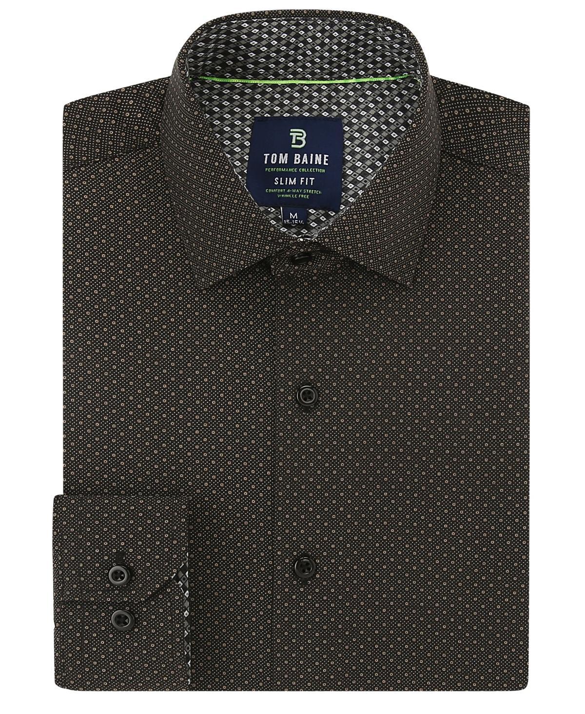 Tom Baine Mens Performance Slim Fit Medallion Shirt - Navy Product Image