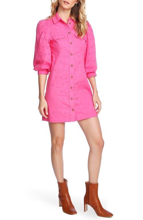 Court & Rowe Womens Puff-Sleeve Eyelet Shirtdress product image