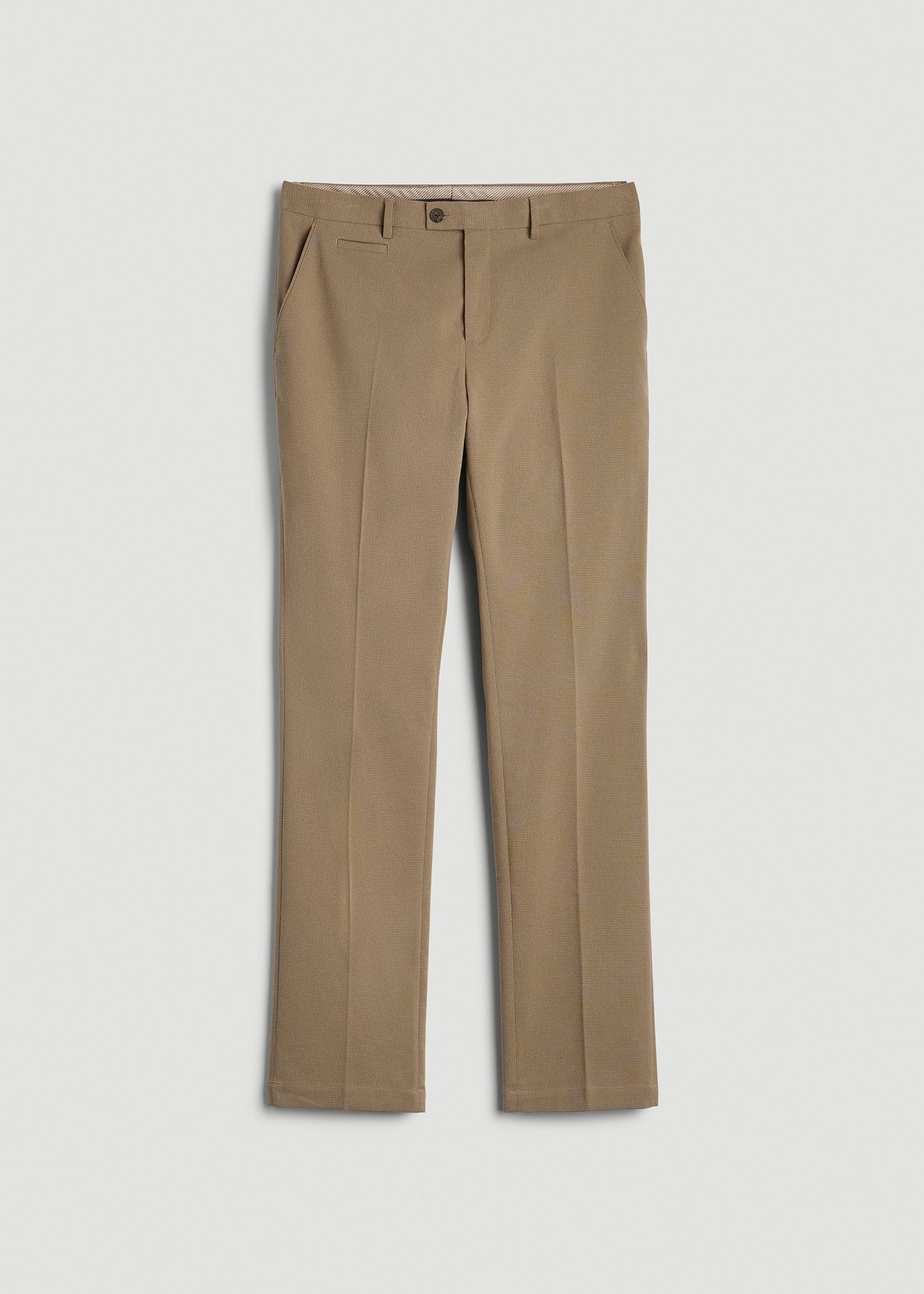 Textured Garment Washed Stretch Chino Suit Pants for Tall Men in Desert Khaki Male Product Image