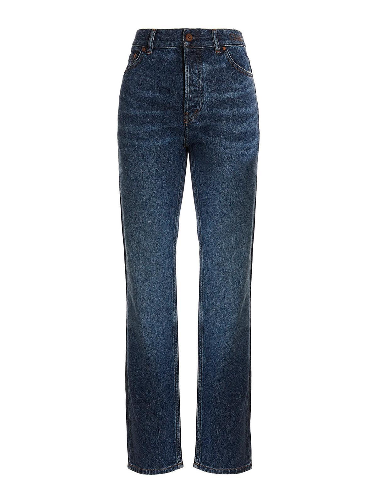 CHLOÉ Embroidered Logo Jeans In Blue Product Image