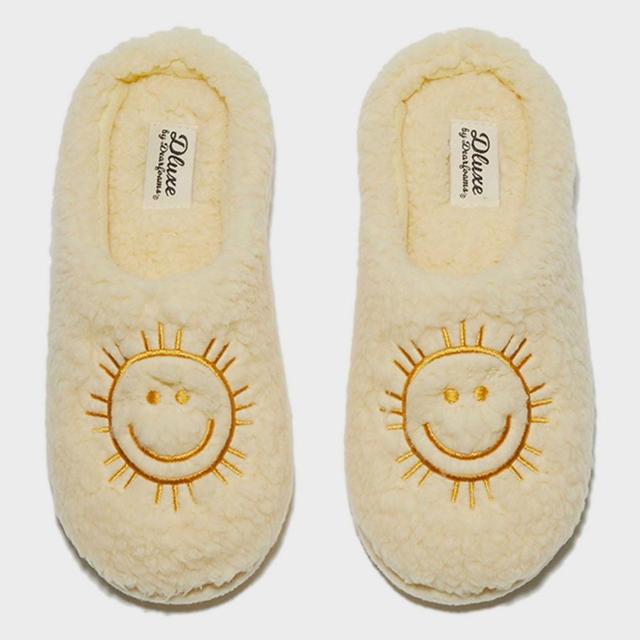 dluxe by dearfoams Womens Happy Face Slide Slippers - Yellow XL Product Image