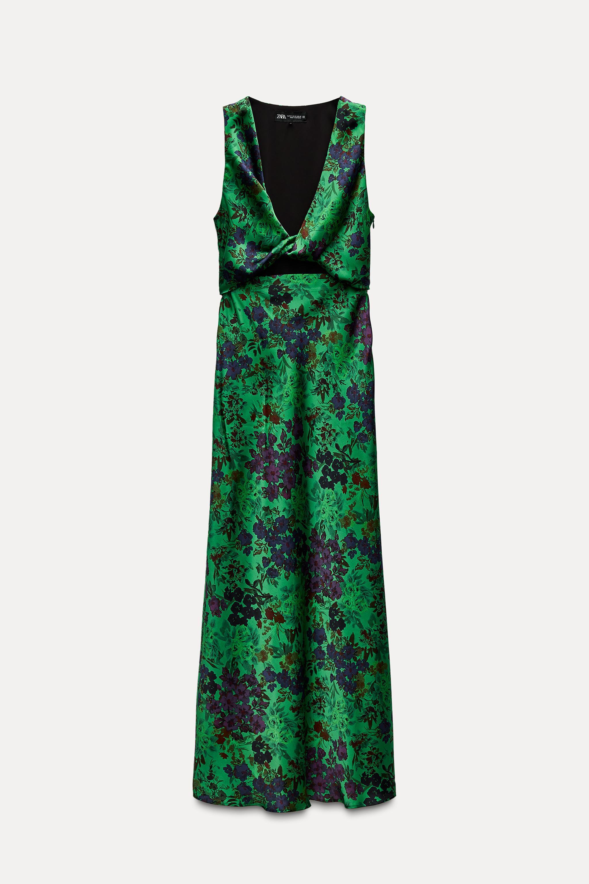 FLORAL PRINT SATIN EFFECT DRESS Product Image