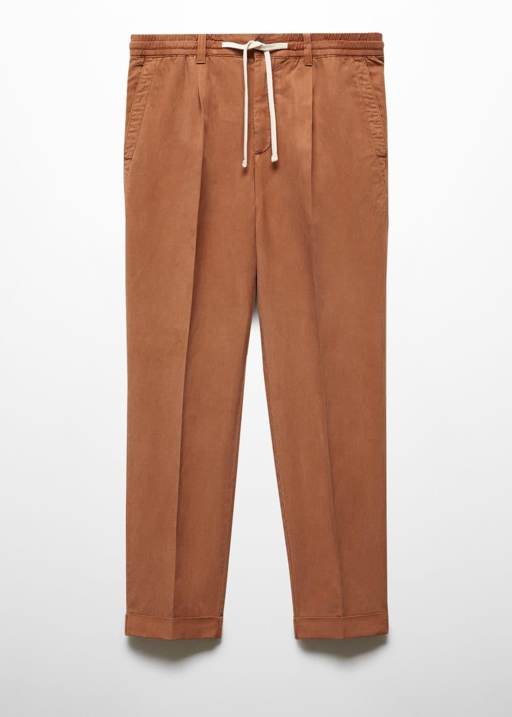 MANGO MAN - PantalÃ³n slim fit mezcla lino cordÃ³n burnt orangeMen Product Image