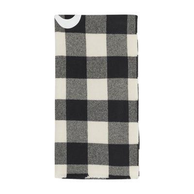 MONCLER Logo Print Checked Scarf In Open White Product Image