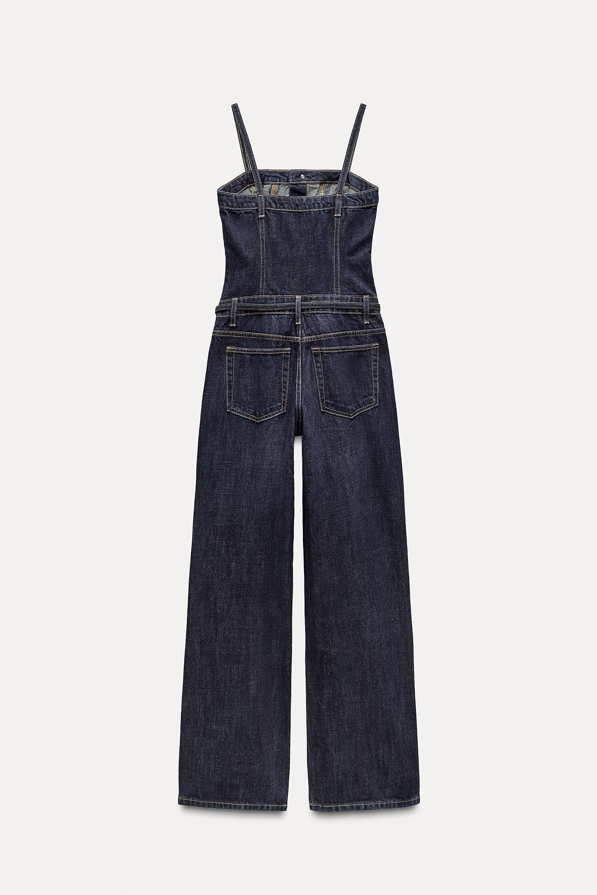 LONG TRF DENIM JUMPSUIT WITH BELT Product Image