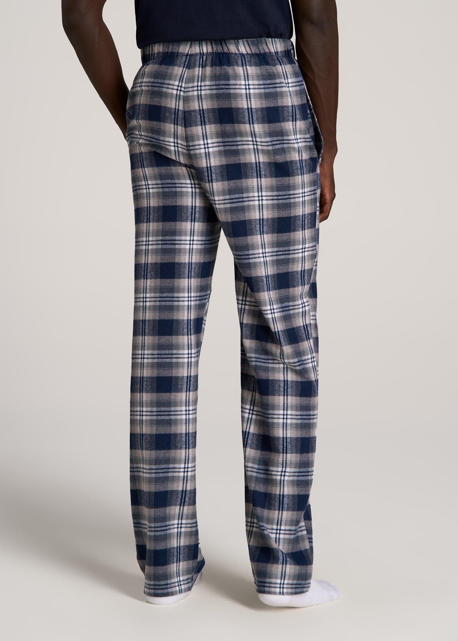 Plaid Pajama Pants for Tall Men in Navy and Grey Plaid Male Product Image