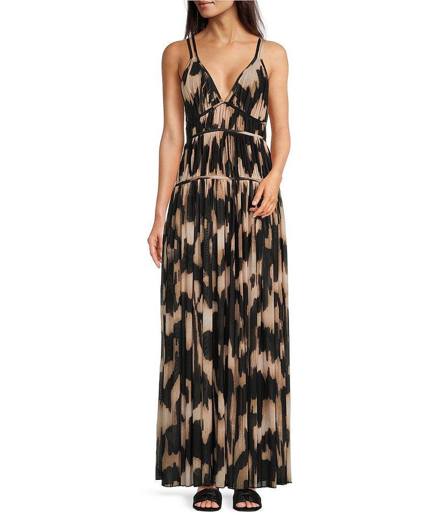 Le'AL.X Sleeveless V-Neck Low Tie Back A-Line Maxi Dress Product Image