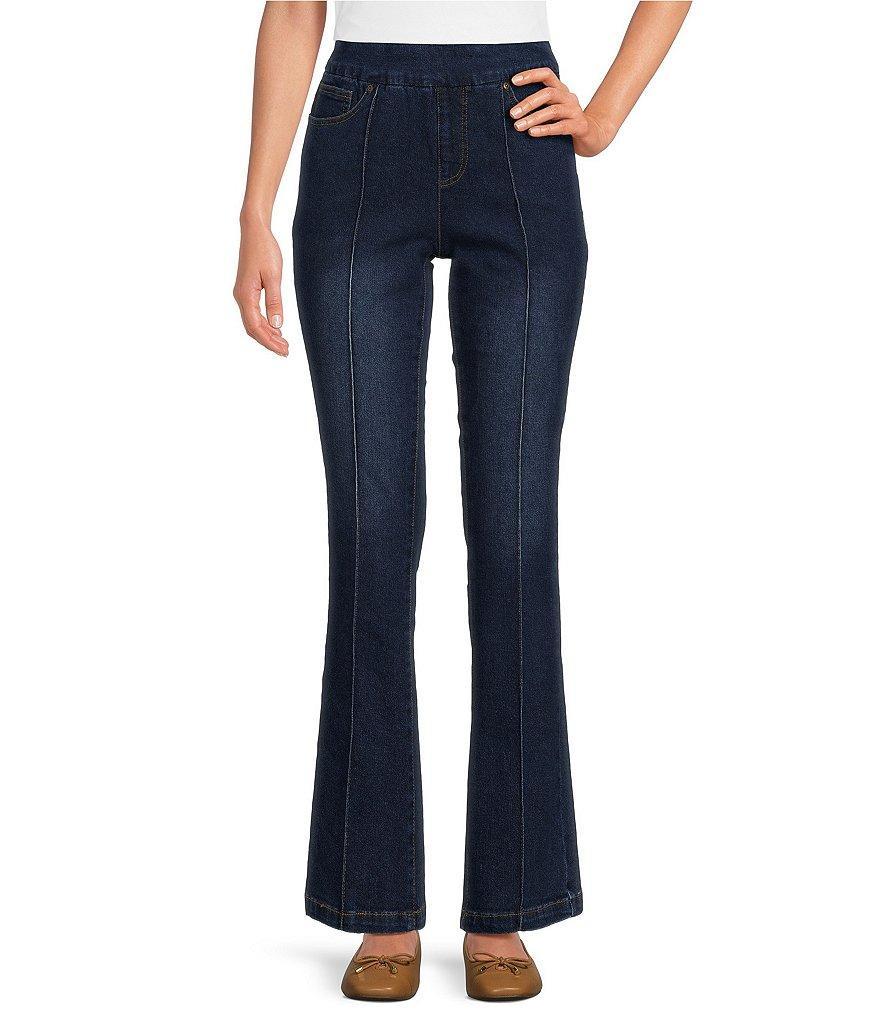 Multiples Petite Size Stretch Denim Flare Leg Pull-On Pants Product Image