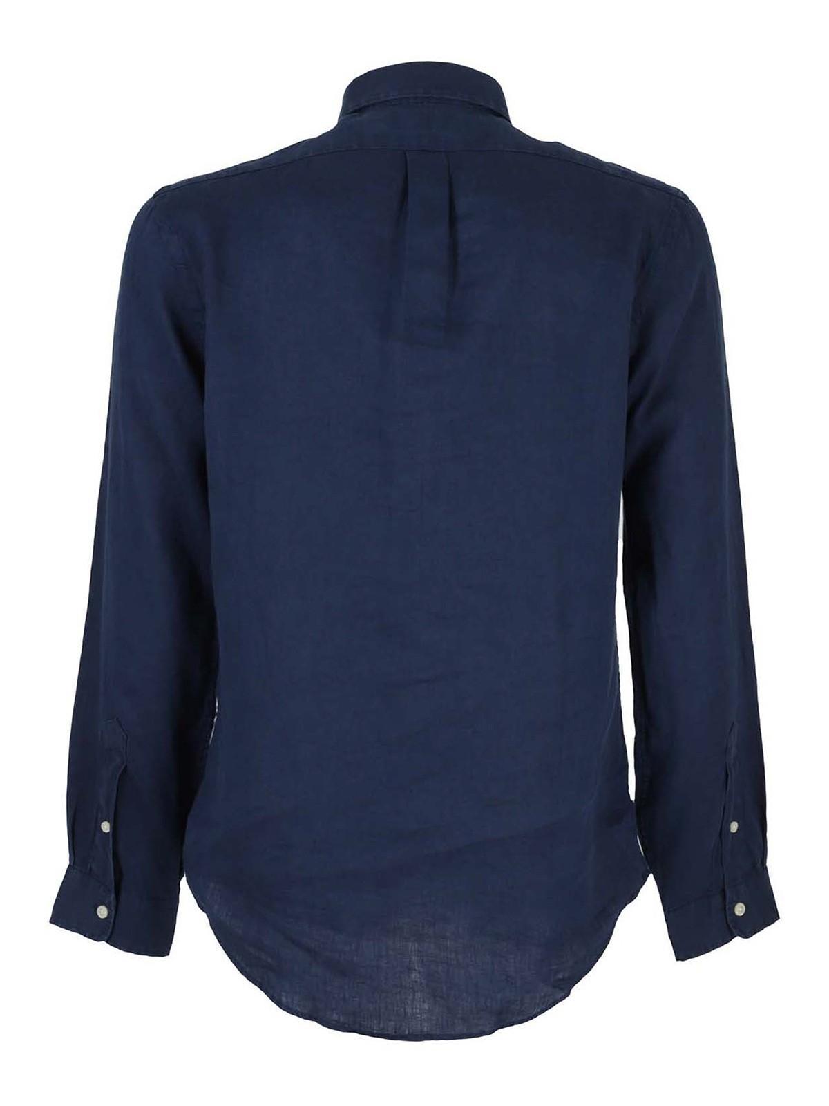 Logo Linen Shirt In Navy Product Image