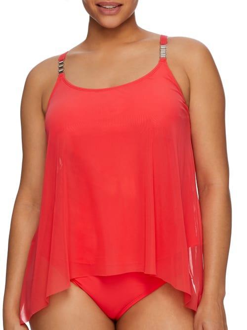 Classic Solids Mesh Layer Underwire Tankini Top Product Image