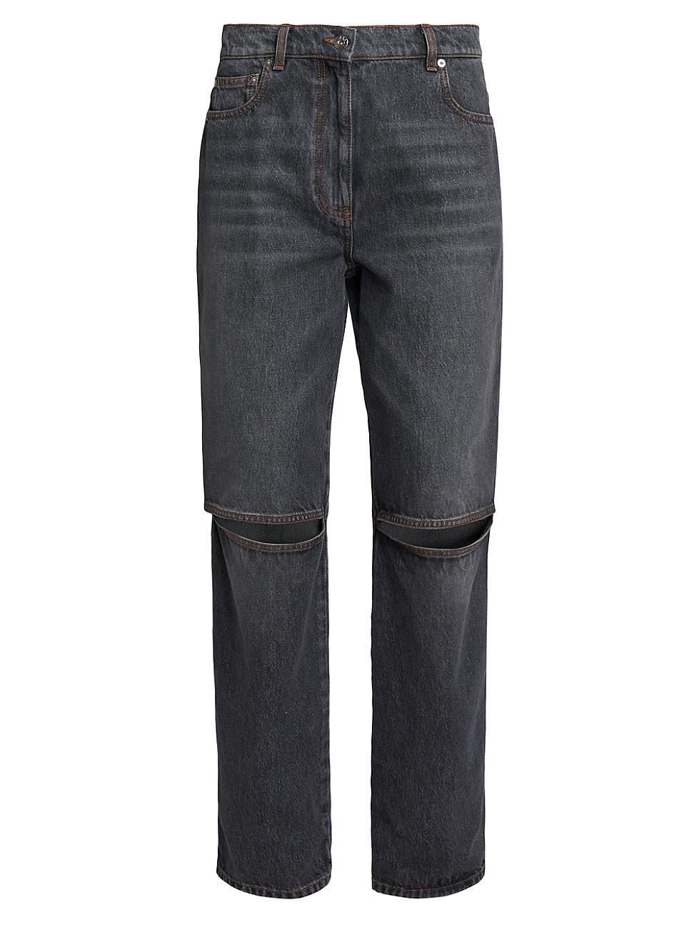 Womens Cut-Out Bootcut Jeans Product Image