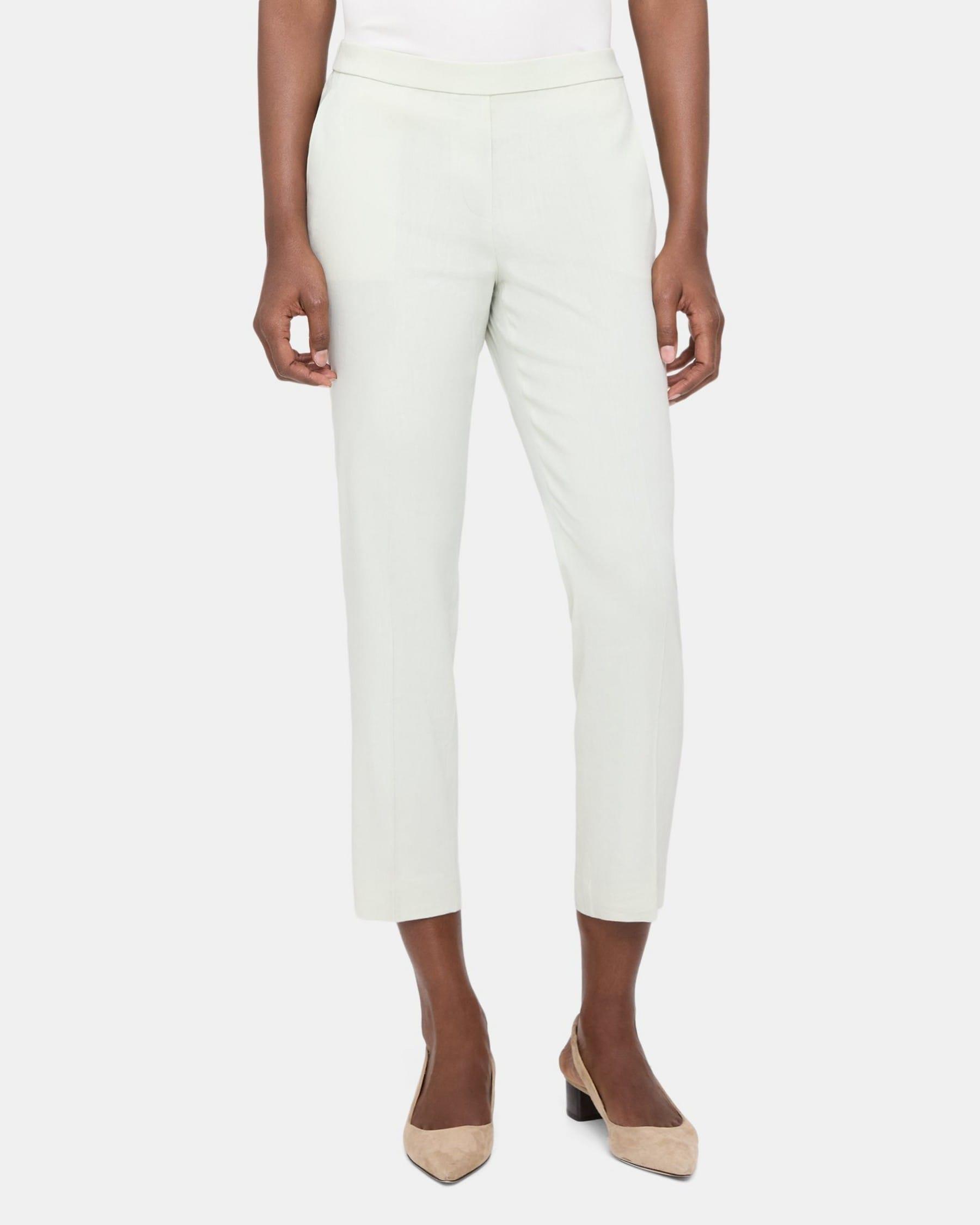 Slim Cropped Pull-On Pant in Linen-Blend product image