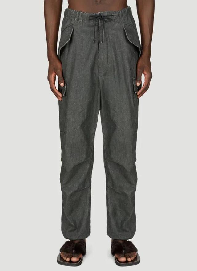 DRIES VAN NOTEN Linen Cargo Pants In Gray Product Image