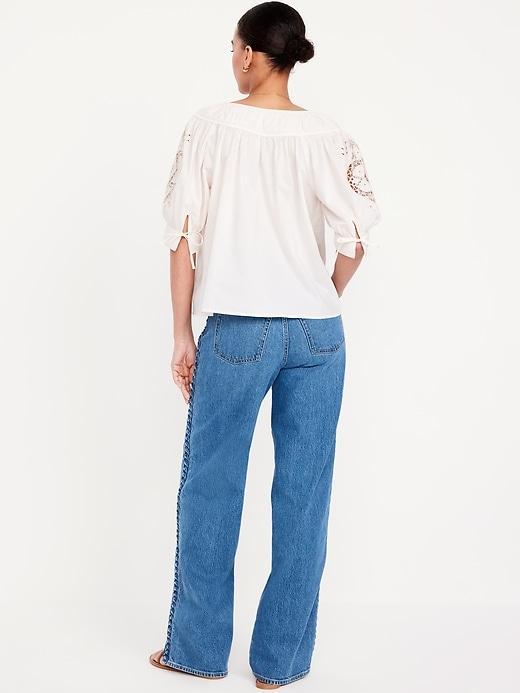 Extra High-Waisted Braided Wide-Leg Jeans Product Image