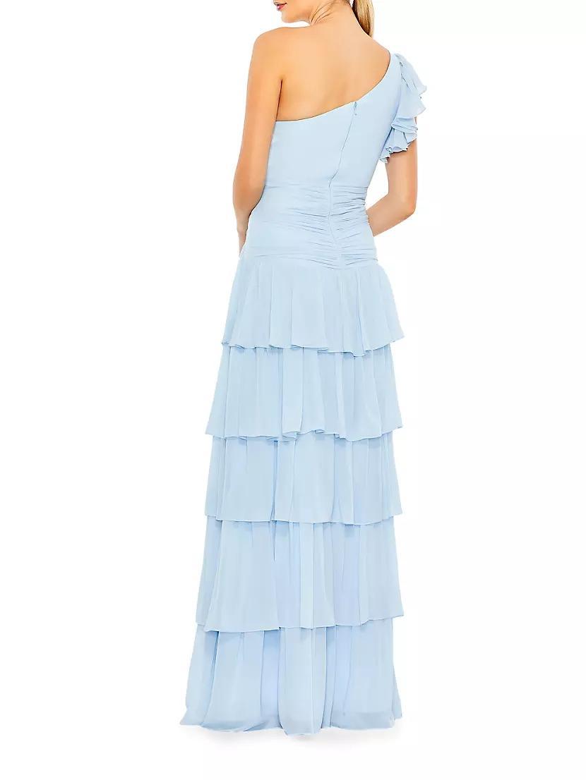 Tiered Chiffon One-Shoulder Gown Product Image