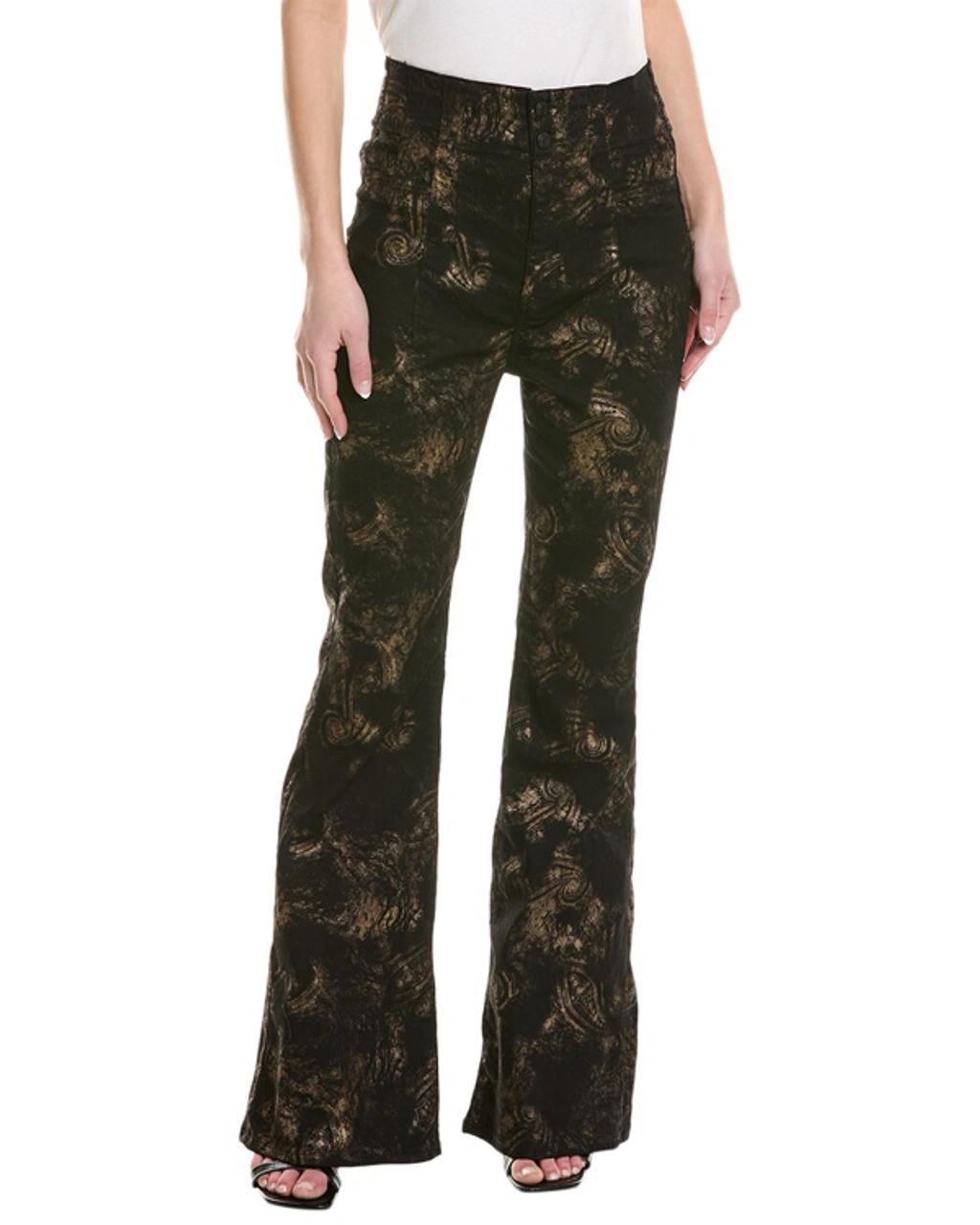 Jayde Printed Metallic Flare Jeans In Black Product Image