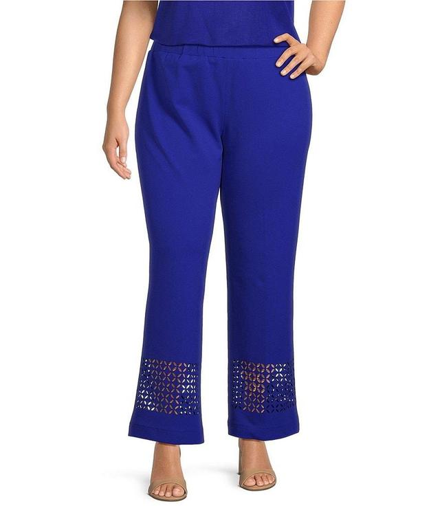 Ming Wang Plus Size Deco Crepe Woven Straight Slim Leg Pull-On Pants Product Image