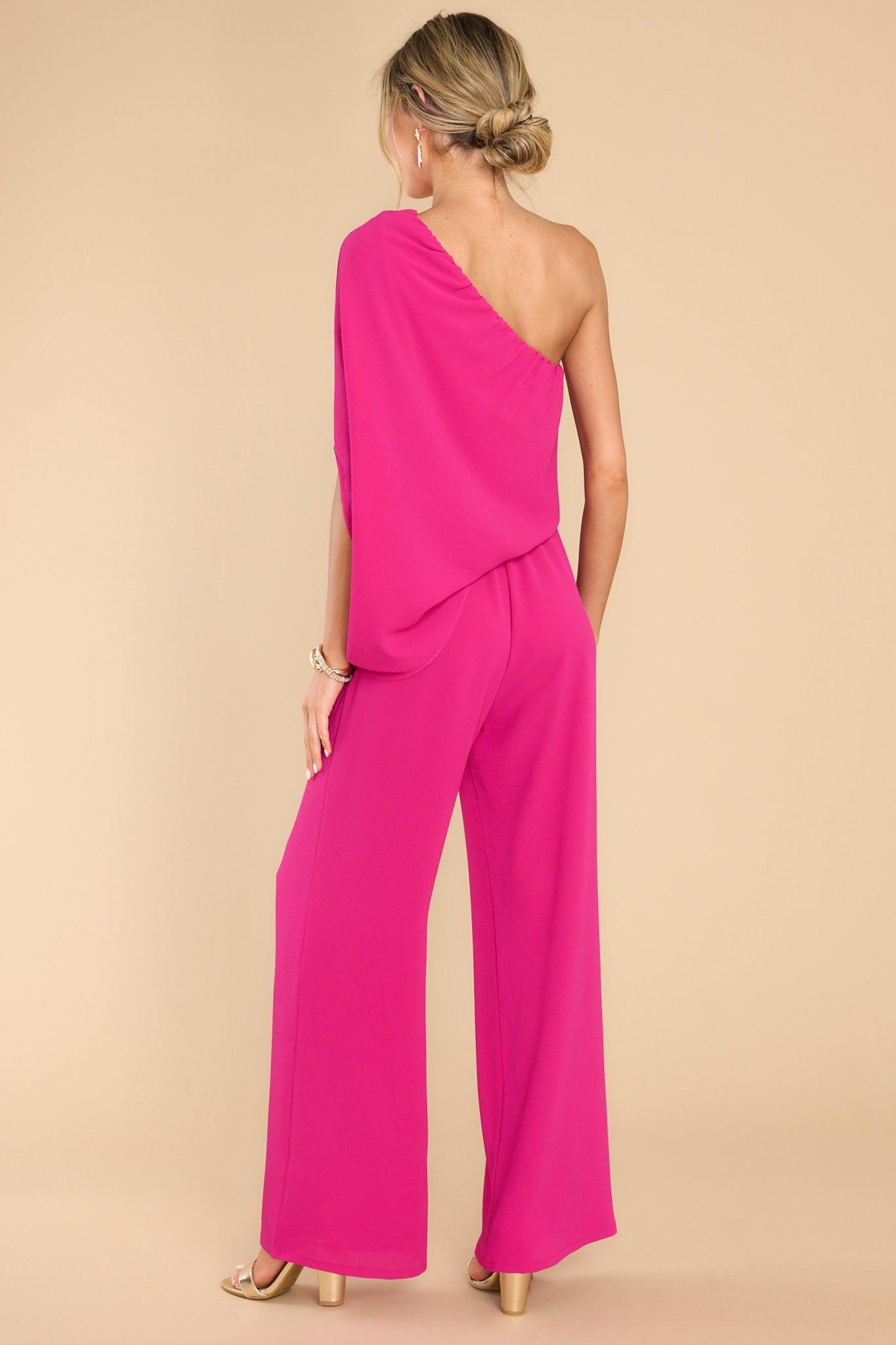 Dreaming Of New Fuchsia One Shoulder Jumpsuit Product Image