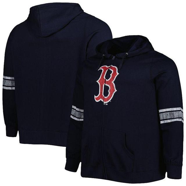 Womens /Heather Gray Boston Red Sox Plus Size Front Logo Full-Zip Hoodie Blue Product Image