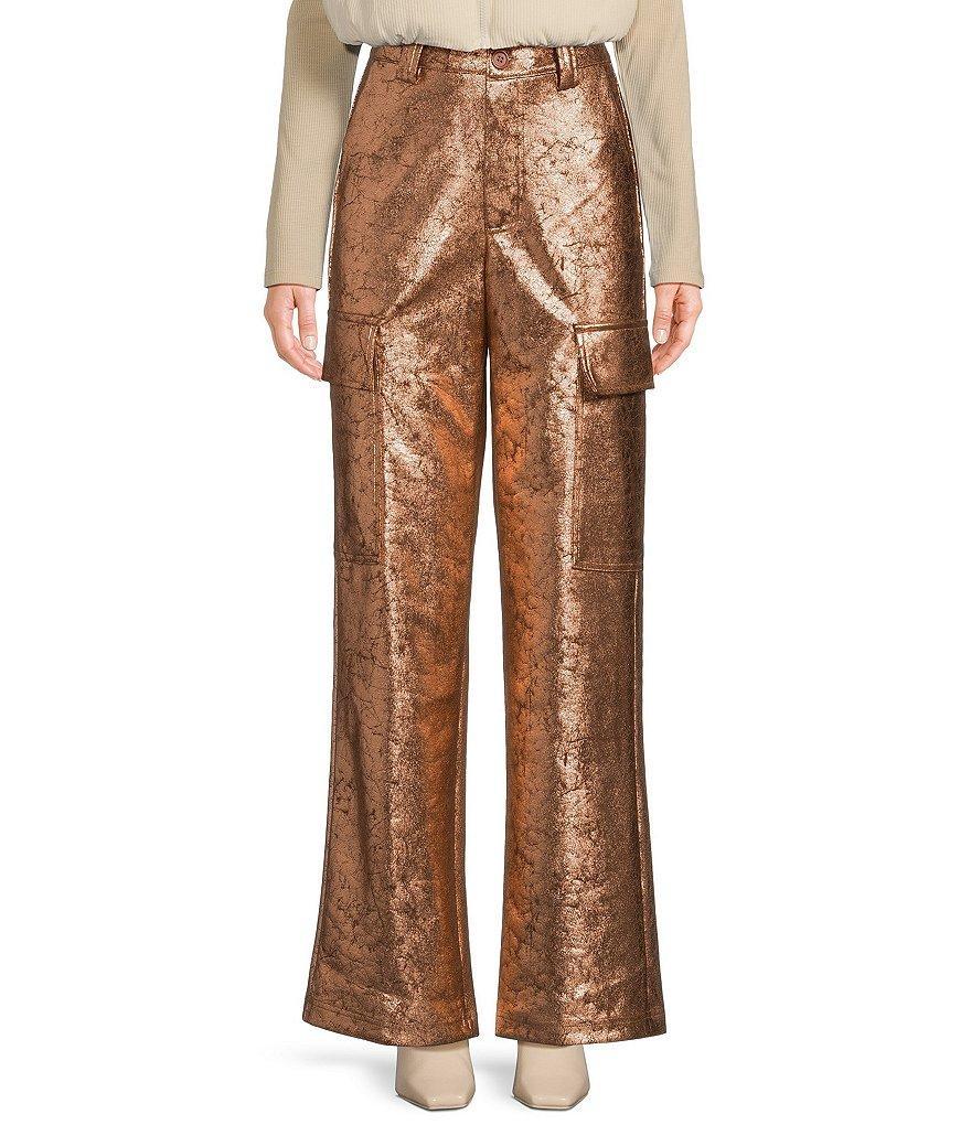 Double Zero Metallic High Waist Cargo Pants Product Image