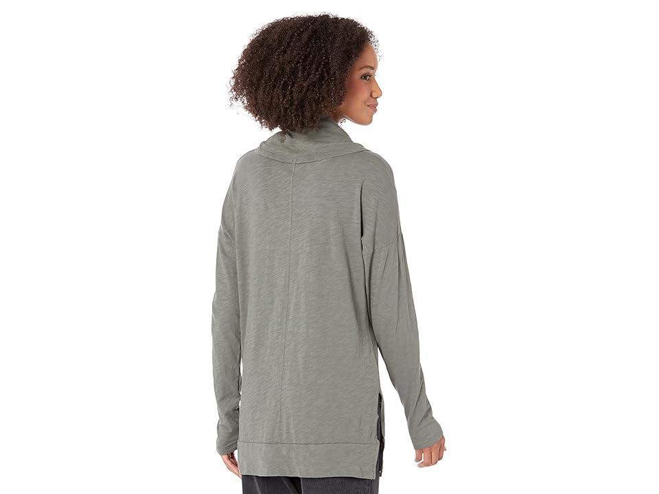 bobi Los Angeles Slouchy Funnel Neck Tee (Dark Sage) Women's Clothing Product Image