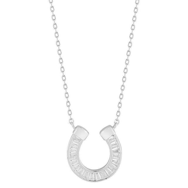 Sunkissed Sterling Cubic Zirconia Horseshoe Pendant Necklace, Womens Silver Product Image