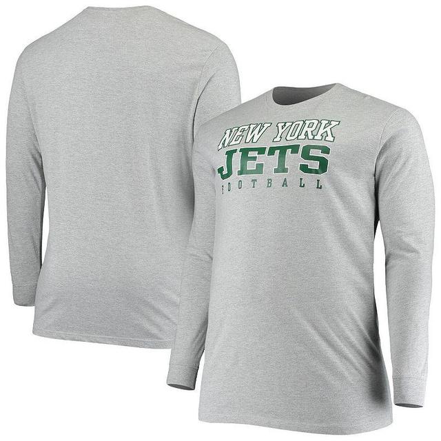 Mens Fanatics Branded Heathered Gray New York Jets Big & Tall Practice Long Sleeve T-Shirt Product Image