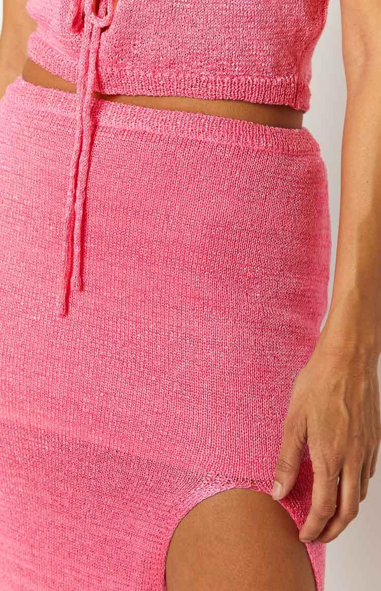 Abel Pink Knit Maxi Skirt Product Image