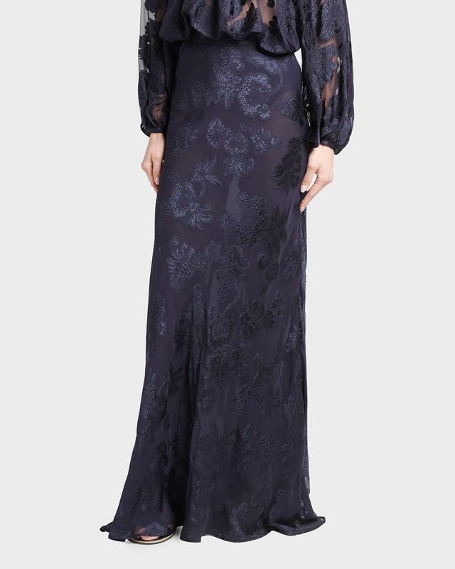 Womens Sheer Filigree Silk-Blend Maxi Skirt Product Image