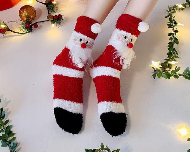 Christmas Cartoon Fleece Socks Product Image