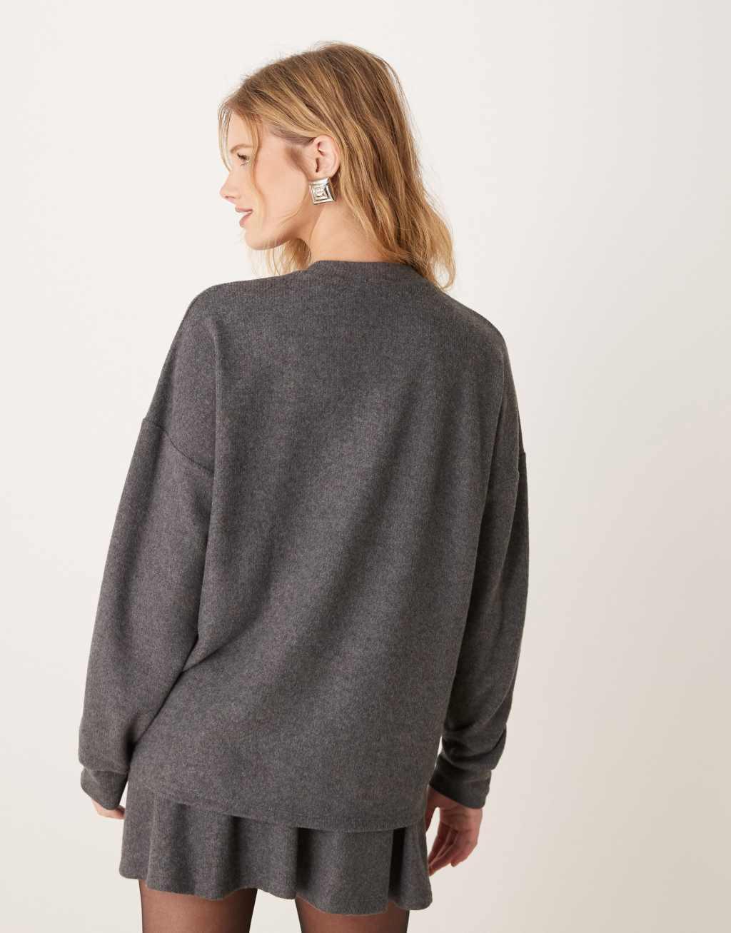 ASOS DESIGN longline supersoft cardigan in gray heather - part of a set Product Image