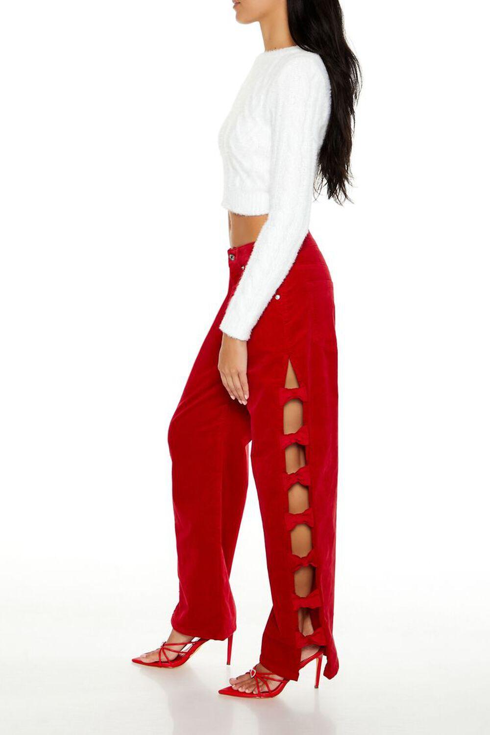 Bow Velvet Cutout Pants | Forever 21 Product Image