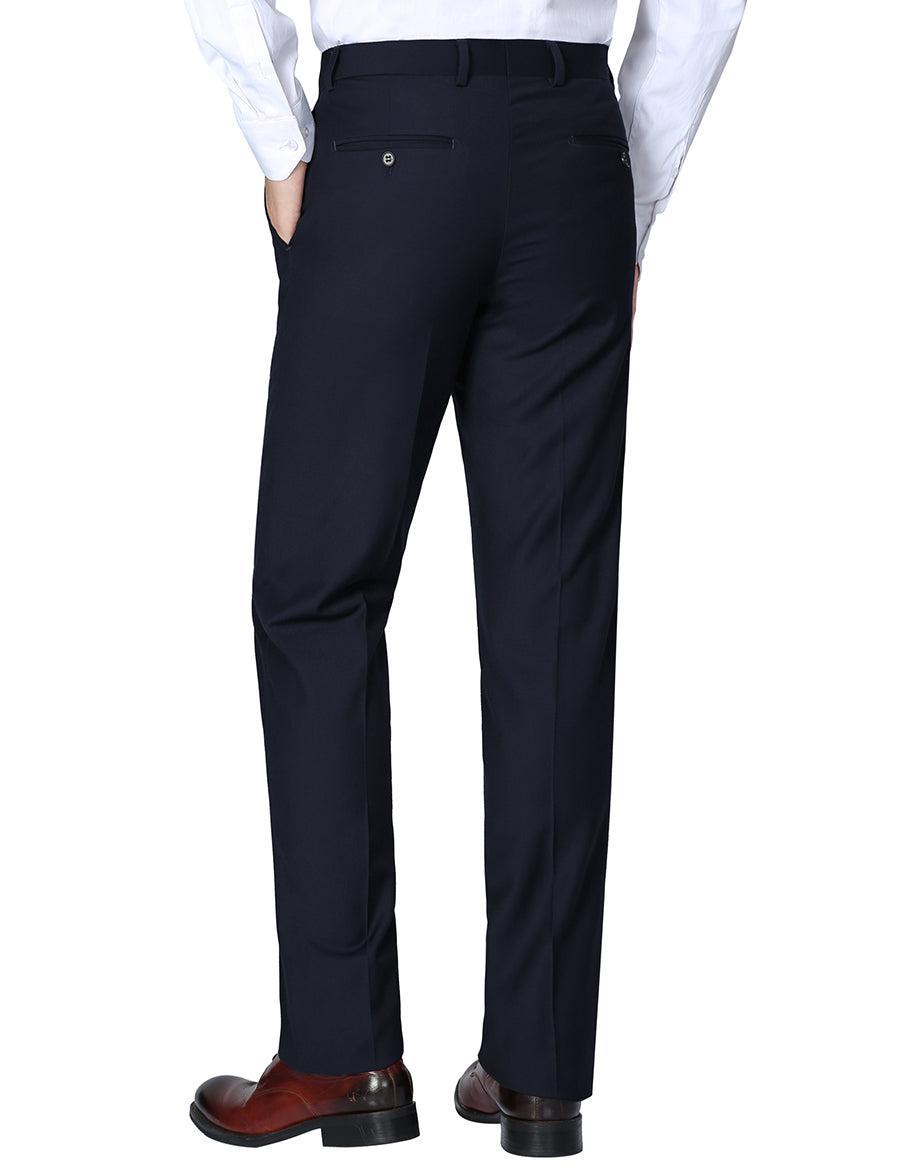 Dress Pants Regular Leg Un-Hemmed Bottoms in Dark Navy Product Image