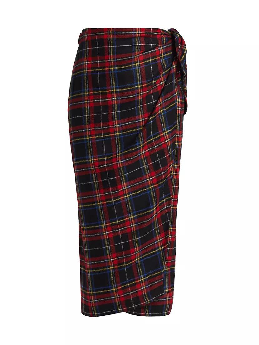 Plaid Wool-Blend Wrap Skirt Product Image