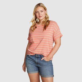 Women's Favorite Short-Sleeve Drop-Shoulder Crew-Stripe Product Image