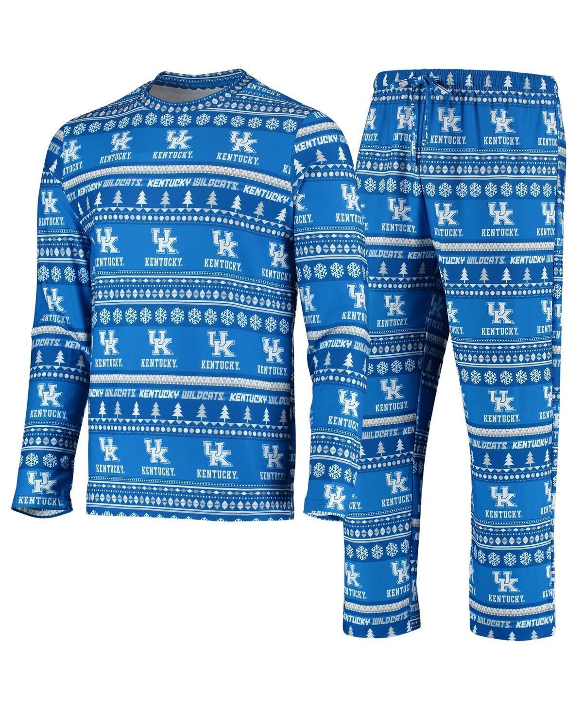 Mens Concepts Sport Royal Kentucky Wildcats Ugly Sweater Knit Long Sleeve Top and Pant Set Product Image