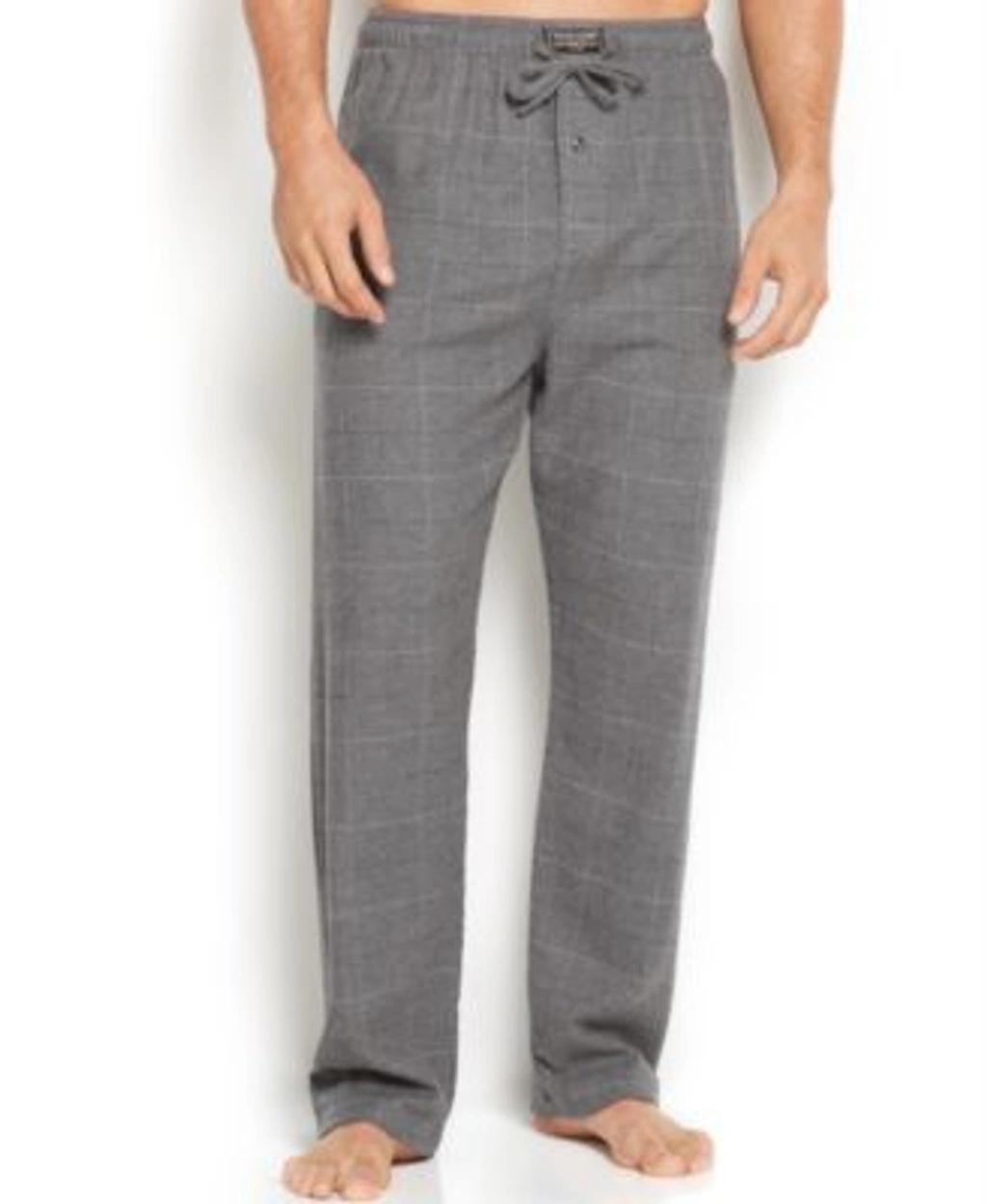 POLO RALPH LAUREN Men's Big & Tall Plaid Cotton Flannel Pajama Pants In Charcoal Windowpane Product Image