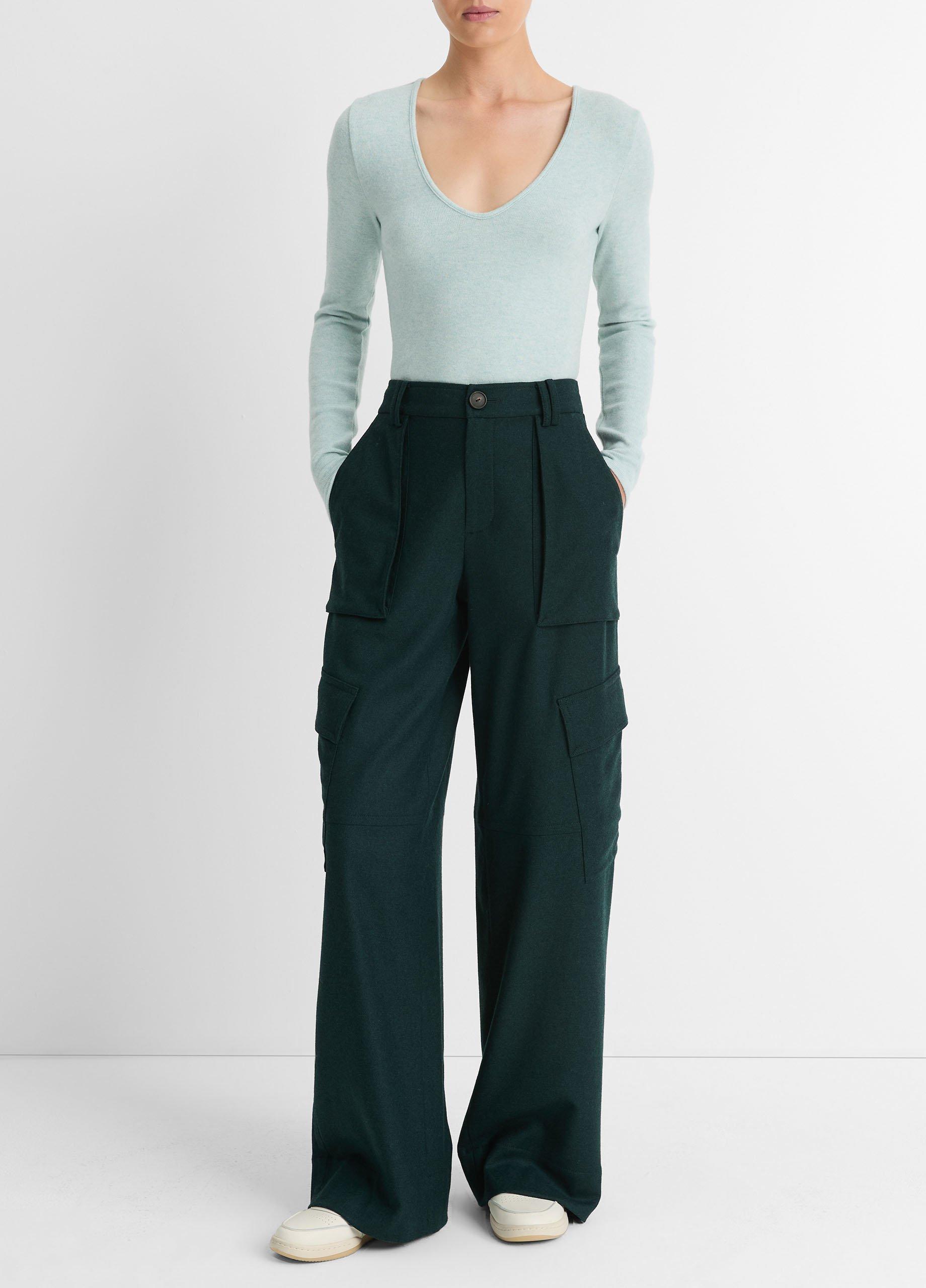 Flannel Wide-Leg Cargo Pant Product Image