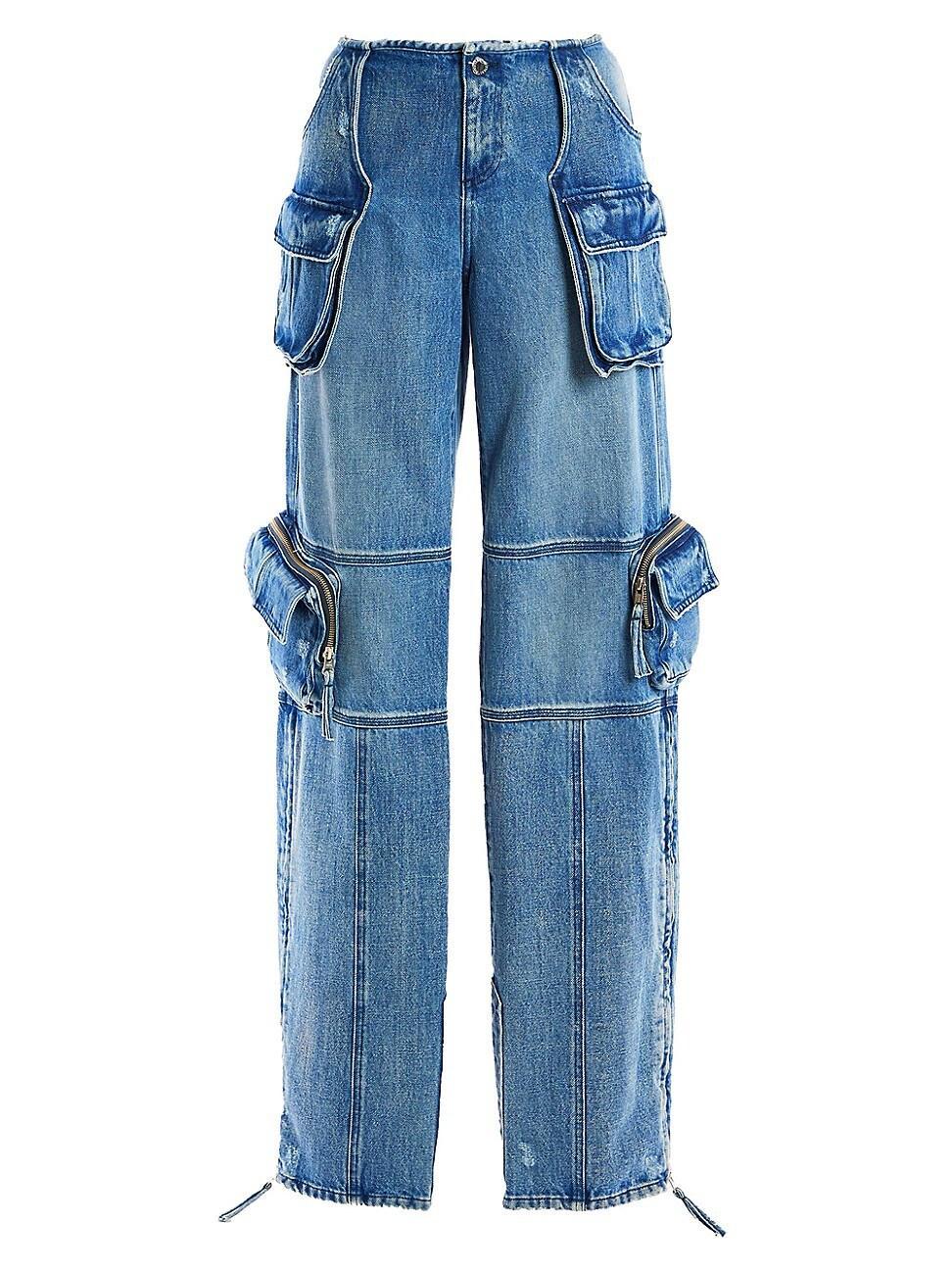 Tammy Low-Rise Zip-Cuff Cargo Denim Jeans Product Image