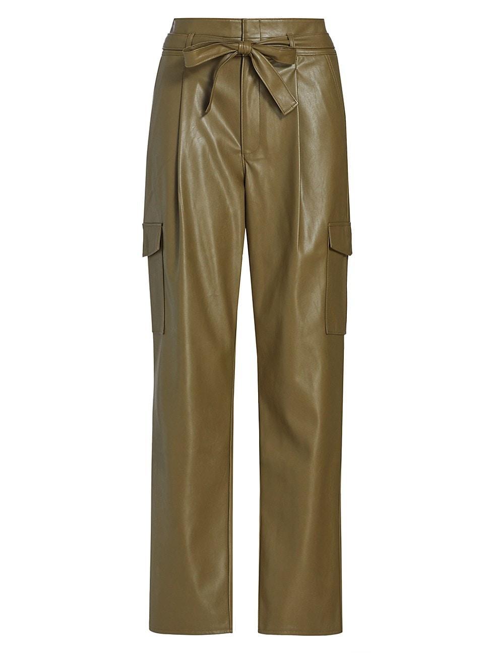 Womens Tesse Belted Faux Leather Cargo Pants Product Image