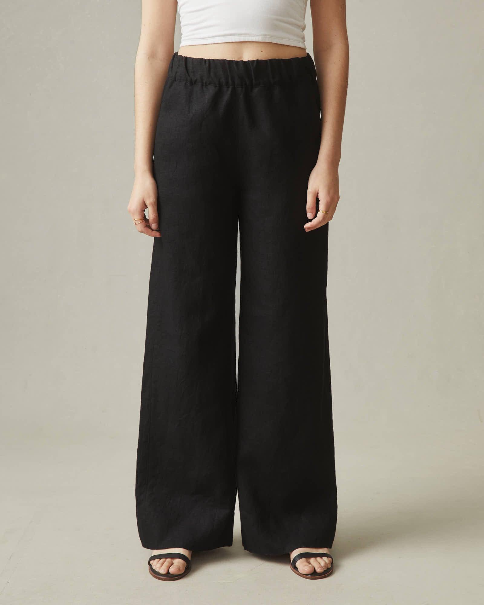 Easy Linen Wide Leg Pant - Meteorite Product Image