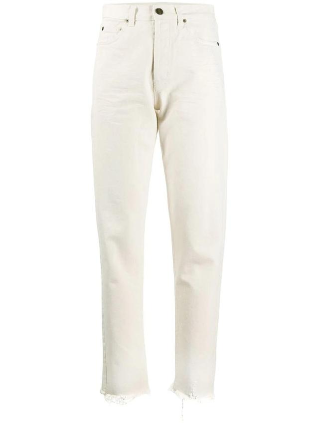 Distressed Straight-leg Jeans In White Product Image