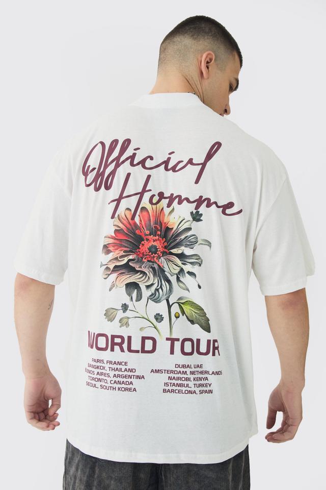 Mens White Tall World Tour Extended Neck Oversized T-Shirt, White Product Image