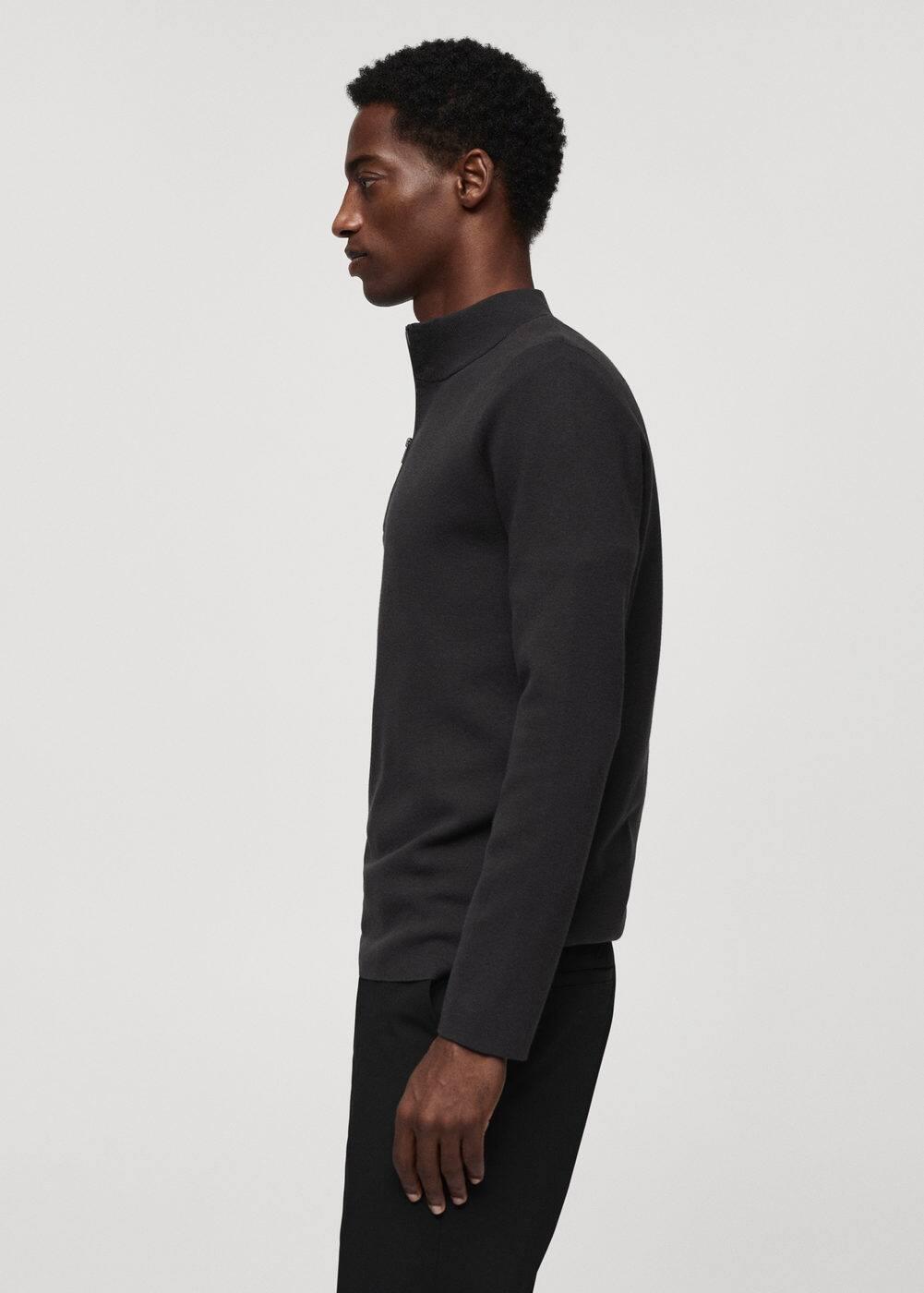 MANGO MAN - Zipped high collar sweater dark greyMen Product Image