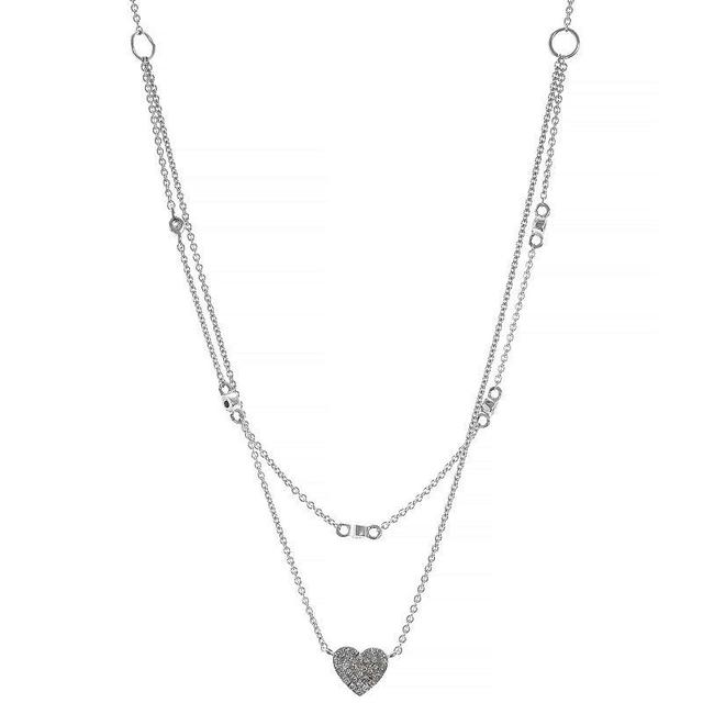 Luxle 14k White Gold 1/10 Carat T.W. Diamond Double Layer Heart Necklace, Womens Product Image