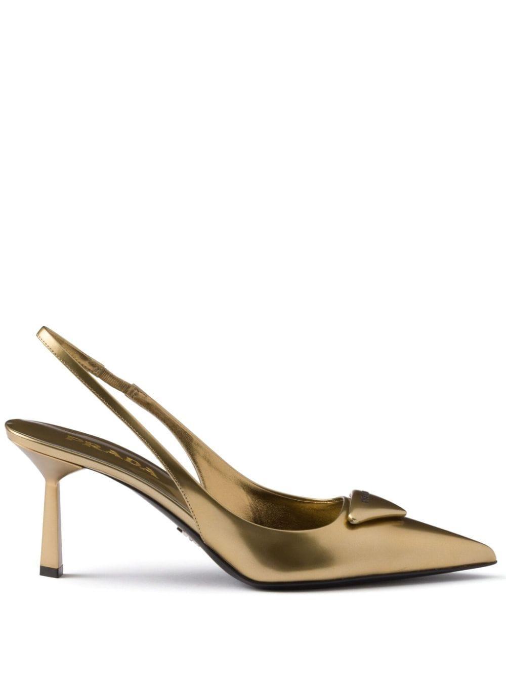 75mm Appliqué-logo Pumps In Gold/silver Product Image