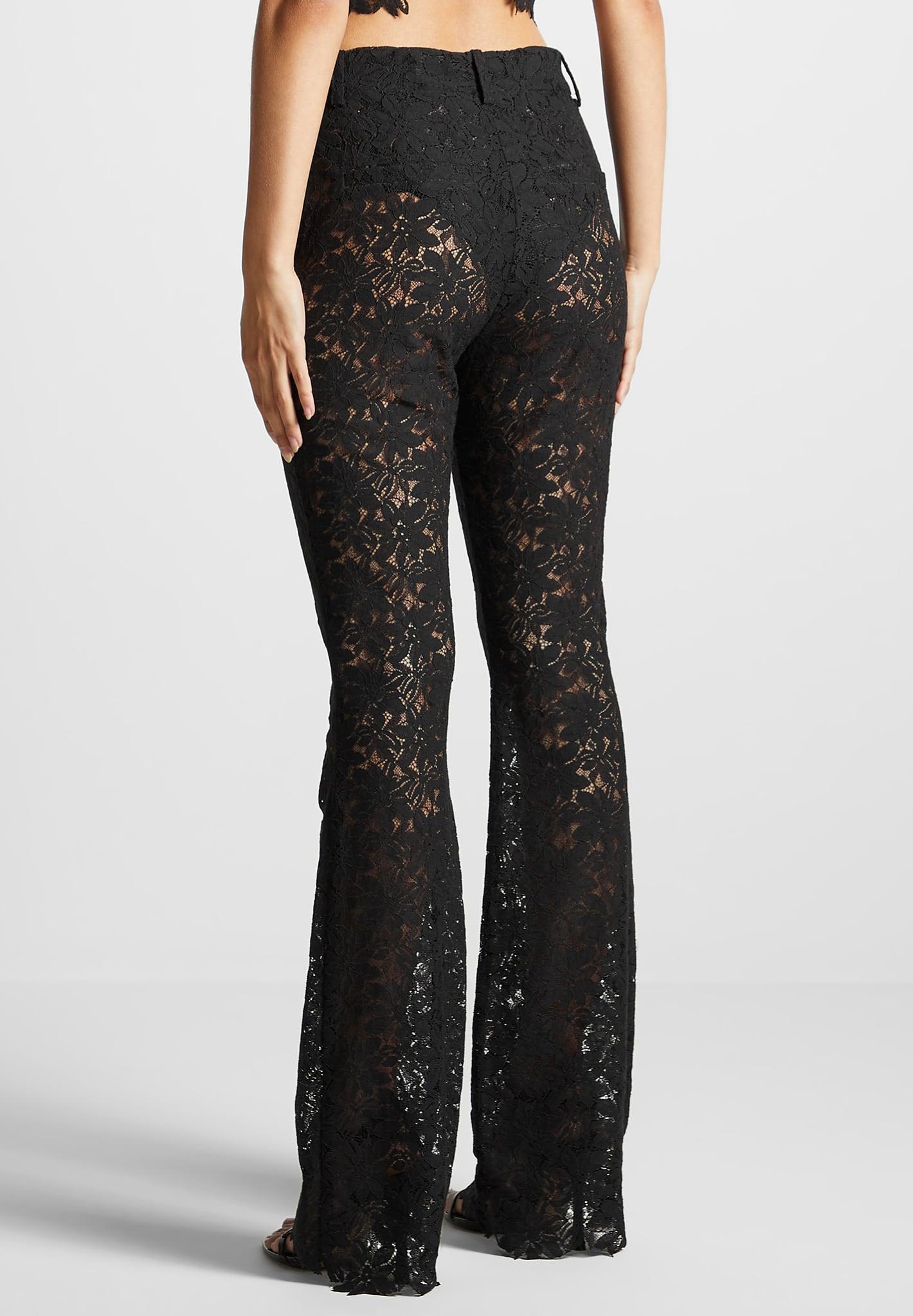 Lace Fit and Flare Trousers - Black Female Product Image